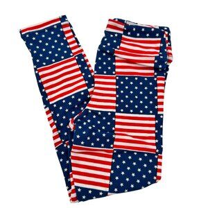 LuLaRoe S/M Kids Leggings American Flag Patriotic Star & Stripe Print Americana